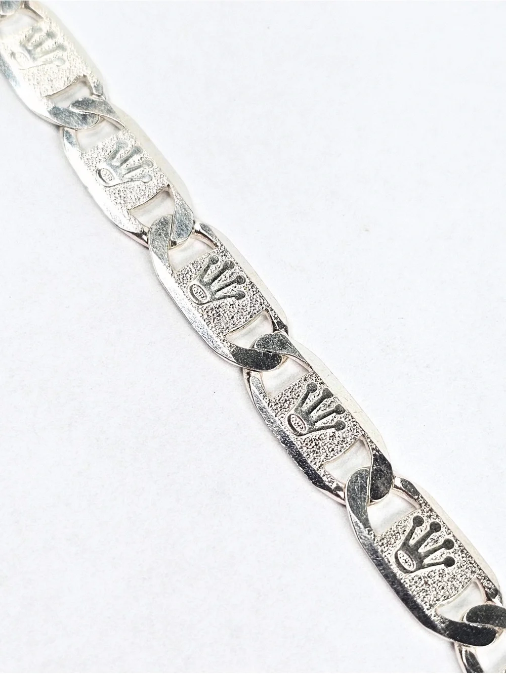 Mariner Bracelet 6.5mm Rolex Crown Design Men’s 925 Sterling Silver 21cm